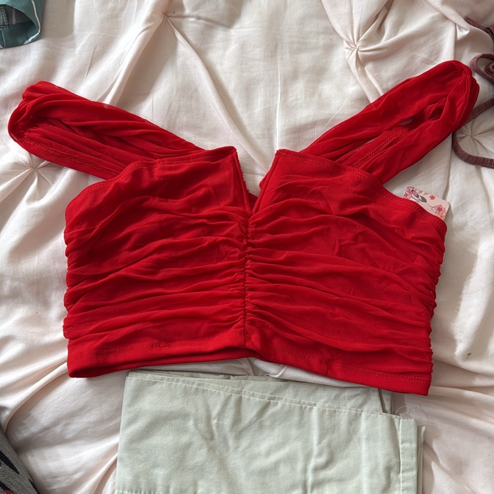Red off the shoulder top